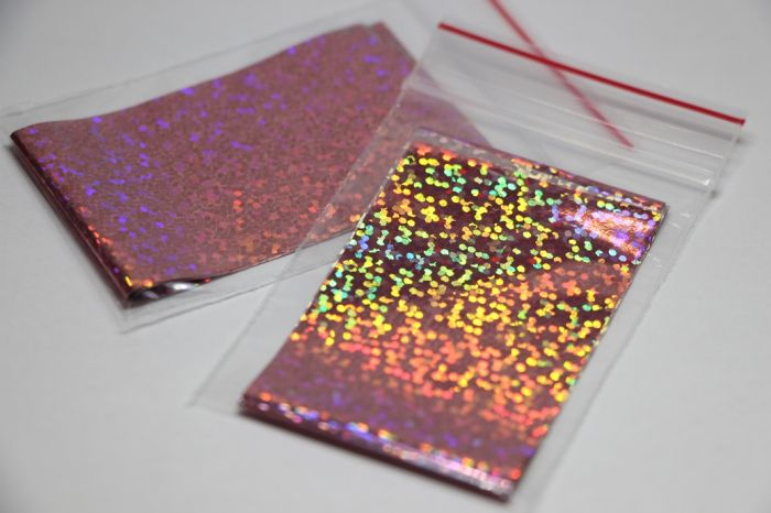 Фольга для литися - 4х50см, рожева, галограма