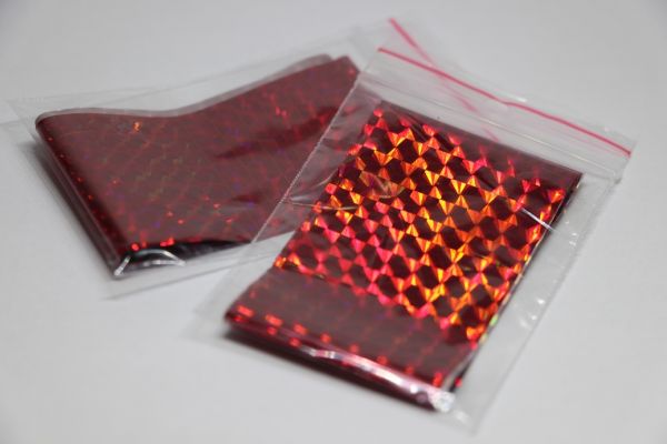 Фольга для литий - 4х50см, червона галограма ромби.