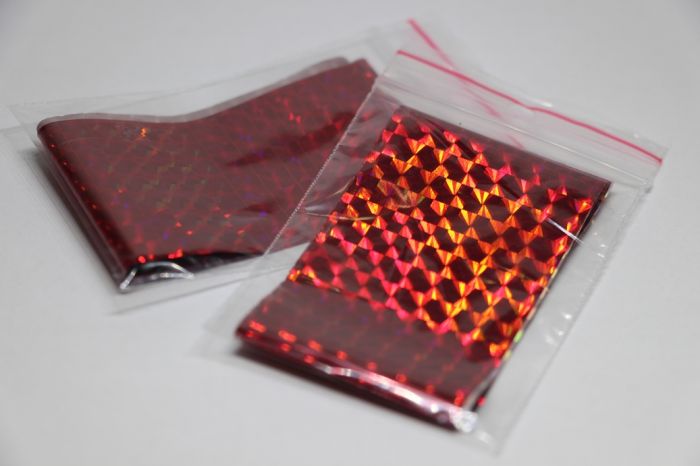 Фольга для литий - 4х50см, червона галограма ромби.