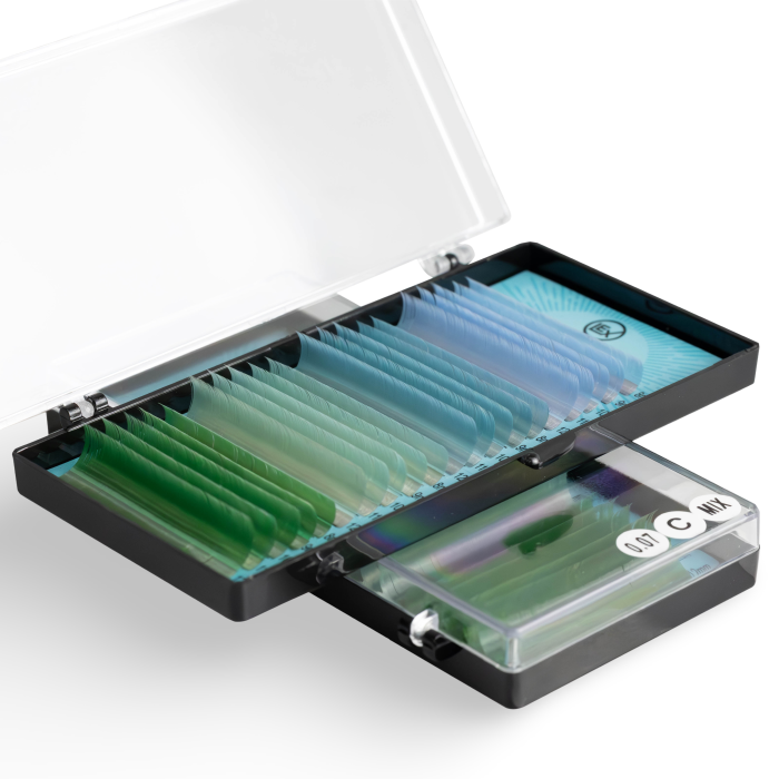 Вії LEX 4 COLOR (s-blue; o-blue; b-green; green) 20 lines 0.07 C 7-8-9-10-11-12 mm